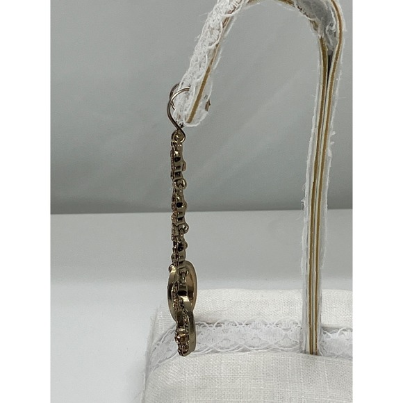 Vtg Monet Gold Tone Champagne Rhinestone Dangle Drop Hook Earrings Signed - Picture 4 of 8